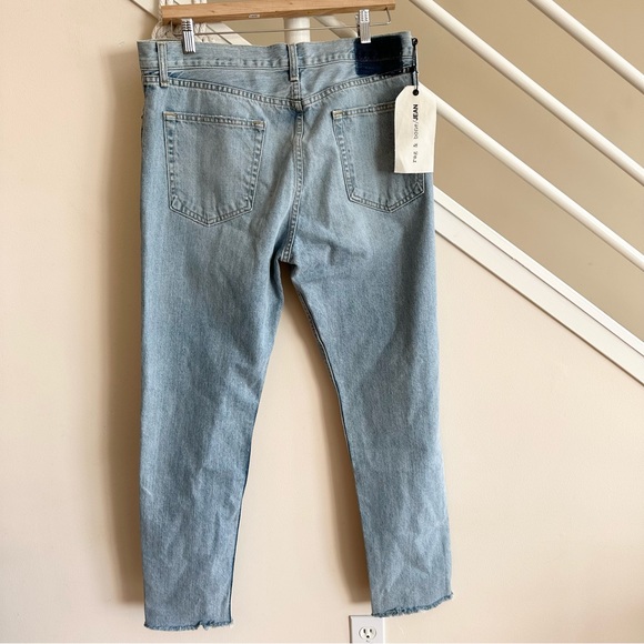 rag & bone Marilyn Distressed Straight Leg Raw Hem Crop Jeans Light Blue 31 NWT - Picture 5 of 15